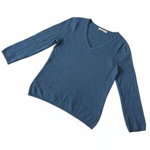 inCashmere by Colour Works Blue 100% Cashmere V-Neck Sweater M